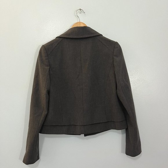 Ann Taylor Vintage Gray Double Breasted Crop Blazer Jacket Boxy Office Work 4 - Picture 3 of 7